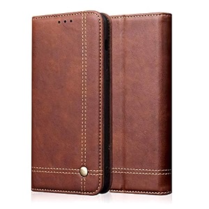 pudini flip cover for samsung galaxy a72 case pu leather auto magnet pouch closure - brown
