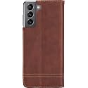 PUDINI® Flip Cover for Samsung Galaxy S21 FE 5G Case PU Leather Auto Magnet Pouch Closure - Brown