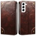 PU Leather Wallet Folio Case for Samsung Galaxy S22+ / Galaxy S22 Plus Flip Cover Book Design Pouch with Stand &amp; Card Slot Magnetic Push Closure - Coffee
