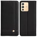 PUDINI® Flip Cover for Vivo V23 5G Case PU Leather Auto Magnet Pouch Closure - Black