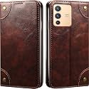 PU Leather Wallet Folio Case for Vivo V23 PRO 5G Flip Cover Book Design Pouch with Stand &amp; Card Slot Magnetic Push Closure - Coffee