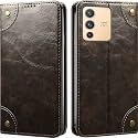 PU Leather Wallet Folio Case for Vivo V23 PRO 5G Flip Cover Book Design Pouch with Stand &amp; Card Slot Magnetic Push Closure - Grey