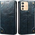 PU Leather Wallet Folio Case for Vivo V23 PRO 5G Flip Cover Book Design Pouch with Stand &amp; Card Slot Magnetic Push Closure - Blue