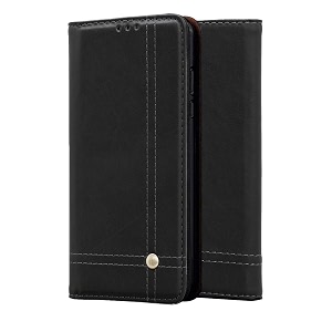 pudini flip cover for vivo x60 case pu leather auto magnet pouch closure - black