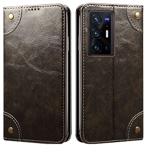 pu leather wallet folio case for vivo x70 pro  vivo x70 pro plus flip cover book design pouch with stand amp card slot magnetic push closure - grey