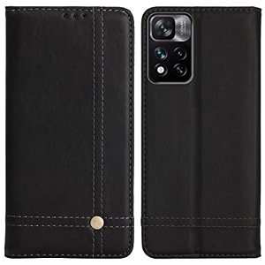 pudini flip cover for xiaomi 11i 5g  11i hypercharge case pu leather auto magnet pouch closure - black