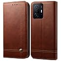 PUDINI® Flip Cover for Xiaomi 11T PRO 5G Case PU Leather Auto Magnet Pouch Closure - Brown