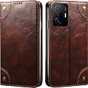 PU Leather Wallet Folio Case for Xiaomi 11T PRO 5G Flip Cover Book Design Pouch with Stand &amp; Card Slot Magnetic Push Closure - Coffee