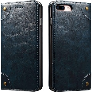 pu leather wallet folio case apple iphone 8 plusiphone 7 plus 55 inch flip cover book design pouch with stand amp card slot magnetic push closure - blue