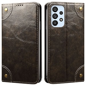 pu leather wallet folio case for samsung galaxy a53 5g flip cover book design pouch with stand amp card slot magnetic push closure - grey