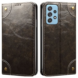pu leather wallet folio case for samsung galaxy a52  galaxy a52s 5g flip cover book design pouch with stand amp card slot magnetic push closure - grey