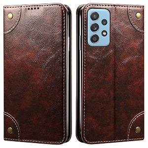 pu leather wallet folio case for samsung galaxy a52  galaxy a52s 5g flip cover book design pouch with stand amp card slot magnetic push closure - coffee
