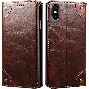 pu leather wallet folio case for apple iphone xs max 65 inch flip cover book design pouch with stand amp card slot magnetic push closure - coffee