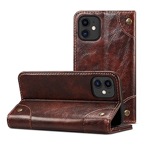pu leather wallet folio case for apple iphone 12 mini 54 inch flip cover book design pouch with stand amp card slot magnetic push closure - coffee