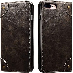 pu leather wallet folio case for apple iphone 8 plusiphone 7 plus 55 inch flip cover book design pouch with stand amp card slot magnetic push closure - grey