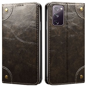 pu leather wallet folio case for samsung galaxy s20 fe  s20 fe 5g flip cover book design pouch with stand amp card slot magnetic push closure - grey