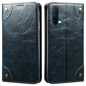 pu leather wallet folio case for oneplus nord ce 5g flip cover book design pouch with stand amp card slot magnetic push closure - blue