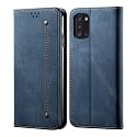 PUDINI® Luxury Denim Leather Finish Flip Cover for Samsung Galaxy A31 Wallet Case Cards Slot with Magnetic Closer, Kickstand Flip Cover, 360° Protection - Blue