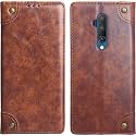 PU Leather Wallet Folio Case for OnePlus 7T Pro/One Plus 7T Pro / 1+7T Pro Flip Cover Book Design Pouch with Stand &amp; Card Slot Magnetic Push Closure - Brown