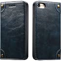 PU Leather Wallet Folio Case for Apple iPhone 7 / iPhone 8 / iPhone SE 2022/2020 (4.7 Inch) Flip Cover Book Design Pouch with Stand &amp; Card Slot Magnetic Push Closure - Blue