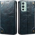 PU Leather Wallet Folio Case for OnePlus 9RT Flip Cover Book Design Pouch with Stand &amp; Card Slot Magnetic Push Closure - Blue