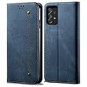 PUDINI® Luxury Denim Leather Finish Flip Cover for Samsung Galaxy A53 5G Wallet Case Cards Slot with Magnetic Closer, Kickstand Flip Cover, 360° Protection - Blue