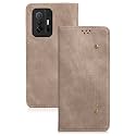 PUDINI® Luxury Denim Leather Finish Flip Cover for Xiaomi 11T PRO 5G Wallet Case Cards Slot with Magnetic Closer, Kickstand Flip Cover, 360° Protection - Khaki