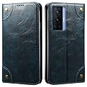 PU Leather Wallet Folio Case for Vivo X70 PRO Flip Cover Book Design Pouch with Stand &amp; Card Slot Magnetic Push Closure - Blue