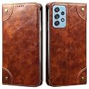 PU Leather Wallet Folio Case for Samsung Galaxy A52 | Galaxy A52s 5G Flip Cover Book Design Pouch with Stand &amp; Card Slot Magnetic Push Closure - Brown