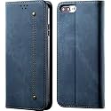 PUDINI® Luxury Denim Leather Finish Flip Cover for Apple iPhone 8 Plus/iPhone 7 Plus (5.5 Inch) Wallet Case Cards Slot with Magnetic Closer, Kickstand Flip Cover, 360° Protection - Blue