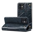 PU Leather Wallet Folio Case for Apple iPhone 12 mini (5.4 Inch) Flip Cover Book Design Pouch with Stand &amp; Card Slot Magnetic Push Closure - Blue