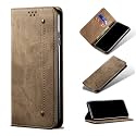 PUDINI® Luxury Denim Leather Finish Flip Cover for iQOO 7 5G Wallet Case Cards Slot with Magnetic Closer, Kickstand Flip Cover, 360° Protection - Khaki