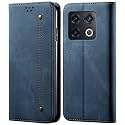 PUDINI® Luxury Denim Leather Finish Flip Cover for One Plus 10 PRO 5G | OnePlus 10 PRO 5G Wallet Case Cards Slot with Magnetic Closer, Kickstand Flip Cover, 360° Protection - Blue