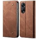 PUDINI® Luxury Denim Leather Finish Flip Cover for Vivo X70 Pro Wallet Case Cards Slot with Magnetic Closer, Kickstand Flip Cover, 360° Protection - Brown