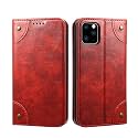 PU Leather Wallet Folio Case for Apple iPhone 11 Pro MAX (6.5) Flip Cover Book Design Pouch with Stand &amp; Card Slot Magnetic Push Closure - Red