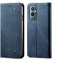 PUDINI® Luxury Denim Leather Finish Flip Cover for OnePlus 9 PRO 5G / One Plus 9 PRO / 1+9 PRO Wallet Case Cards Slot with Magnetic Closer, Kickstand Flip Cover, 360° Protection - Blue