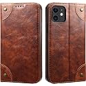 PU Leather Wallet Folio Case for Apple iPhone 11 (6.1) Flip Cover Book Design Pouch with Stand &amp; Card Slot Magnetic Push Closure - Brown