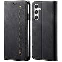 PUDINI® Luxury Denim Leather Finish Flip Cover for Samsung Galaxy A54 5G Wallet Case Cards Slot with Magnetic Closer, Kickstand Flip Cover, 360° Protection - Black