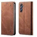 PUDINI® Luxury Denim Leather Finish Flip Cover for Vivo X70 Pro+ | Vivo X70 Pro Plus Wallet Case Cards Slot with Magnetic Closer, Kickstand Flip Cover, 360° Protection - Brown
