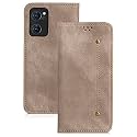 PUDINI® Luxury Denim Leather Finish Flip Cover for Oppo Reno7 5G | Reno 7 5G Wallet Case Cards Slot with Magnetic Closer, Kickstand Flip Cover, 360° Protection - Khaki