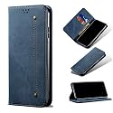 PUDINI® Luxury Denim Leather Finish Flip Cover for OnePlus 9R 5G / One Plus 9R / 1+9R Wallet Case Cards Slot with Magnetic Closer, Kickstand Flip Cover, 360° Protection - Blue