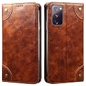 PU Leather Wallet Folio Case for Samsung Galaxy S20 FE / S20 FE 5G Flip Cover Book Design Pouch with Stand &amp; Card Slot Magnetic Push Closure - Brown