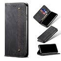 PUDINI® Luxury Denim Leather Finish Flip Cover for Samsung Galaxy M32 4G {NOT for Galaxy M32 5G} Wallet Case Cards Slot with Magnetic Closer, Kickstand Flip Cover, 360° Protection - Black
