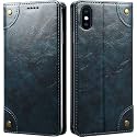 PU Leather Wallet Folio Case for Apple iPhone Xs MAX (6.5 Inch) Flip Cover Book Design Pouch with Stand &amp; Card Slot Magnetic Push Closure - Blue
