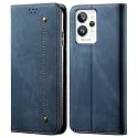 PUDINI® Luxury Denim Leather Finish Flip Cover for Realme GT 2 PRO Wallet Case Cards Slot with Magnetic Closer, Kickstand Flip Cover, 360° Protection - Blue