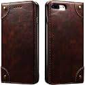PU Leather Wallet Folio Case for Apple iPhone 8 Plus/iPhone 7 Plus (5.5 Inch) Flip Cover Book Design Pouch with Stand &amp; Card Slot Magnetic Push Closure - Coffee