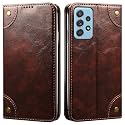 PU Leather Wallet Folio Case for Samsung Galaxy A52 | Galaxy A52s 5G Flip Cover Book Design Pouch with Stand &amp; Card Slot Magnetic Push Closure - Coffee