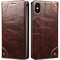 PU Leather Wallet Folio Case for Apple iPhone Xs MAX (6.5 Inch) Flip Cover Book Design Pouch with Stand &amp; Card Slot Magnetic Push Closure - Coffee