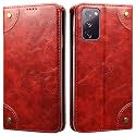 PU Leather Wallet Folio Case for Samsung Galaxy S20 FE / S20 FE 5G Flip Cover Book Design Pouch with Stand &amp; Card Slot Magnetic Push Closure - Red