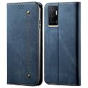 PUDINI® Luxury Denim Leather Finish Flip Cover for Xiaomi Mi 11 Ultra Wallet Case Cards Slot with Magnetic Closer, Kickstand Flip Cover, 360° Protection - Blue